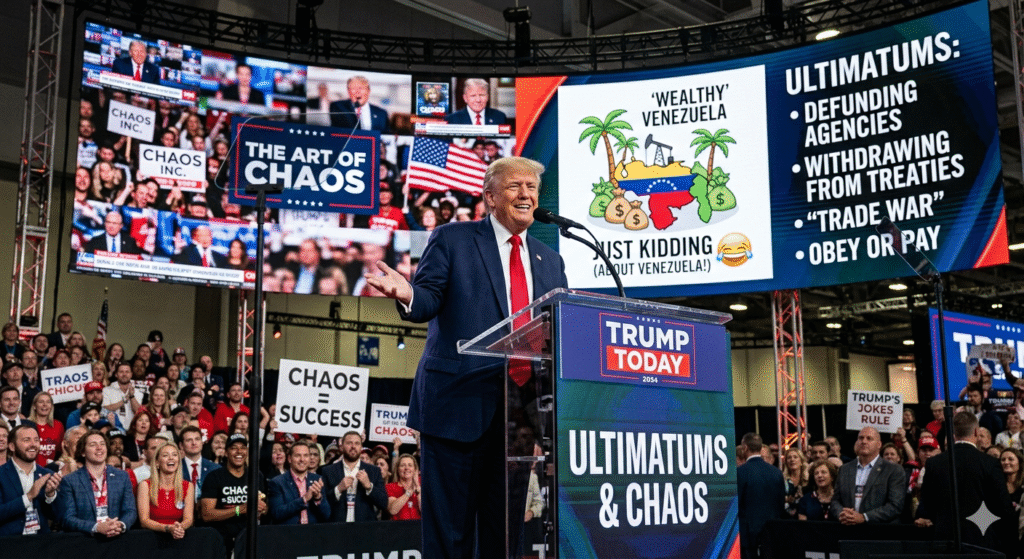 Donald Trump Today: The Art of Chaos, Ultimatums, and a Joke About Venezuela