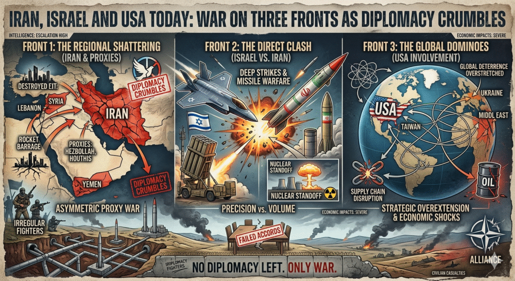 Iran, Israel and USA Today: War on Three Fronts as Diplomacy Crumbles