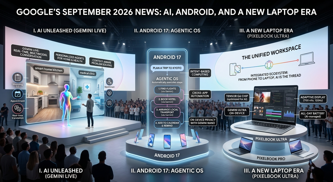 Google's September 2026 News: AI, Android, and a New Laptop Era
